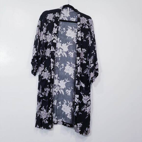 Spiritual Gangster Sweaters - Spiritual Gangster Floral Print Kimono Cardigan